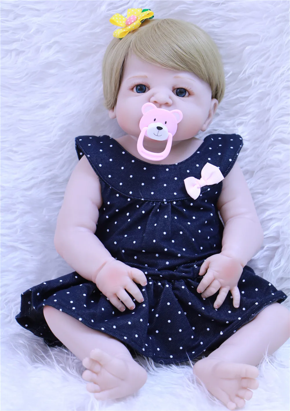 22 &quot55 см 100% полное тело силиконовый Возрожденный младенец принцесса bebe