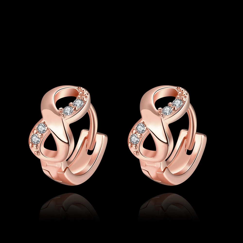 Kinitial Paved Infinity Eight Earring Knot Twisted Huggie Round Hoop Cubic Zirconia Earrings Tiny Gold Women's Piercing | Украшения и