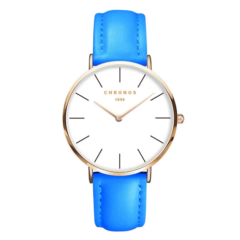 CH 0227 Часы CHRONOS мужские женские модные повседневные спортивные часы классические кожаные кварцевые наручные часы розовое золото - Цвет: CH 0227