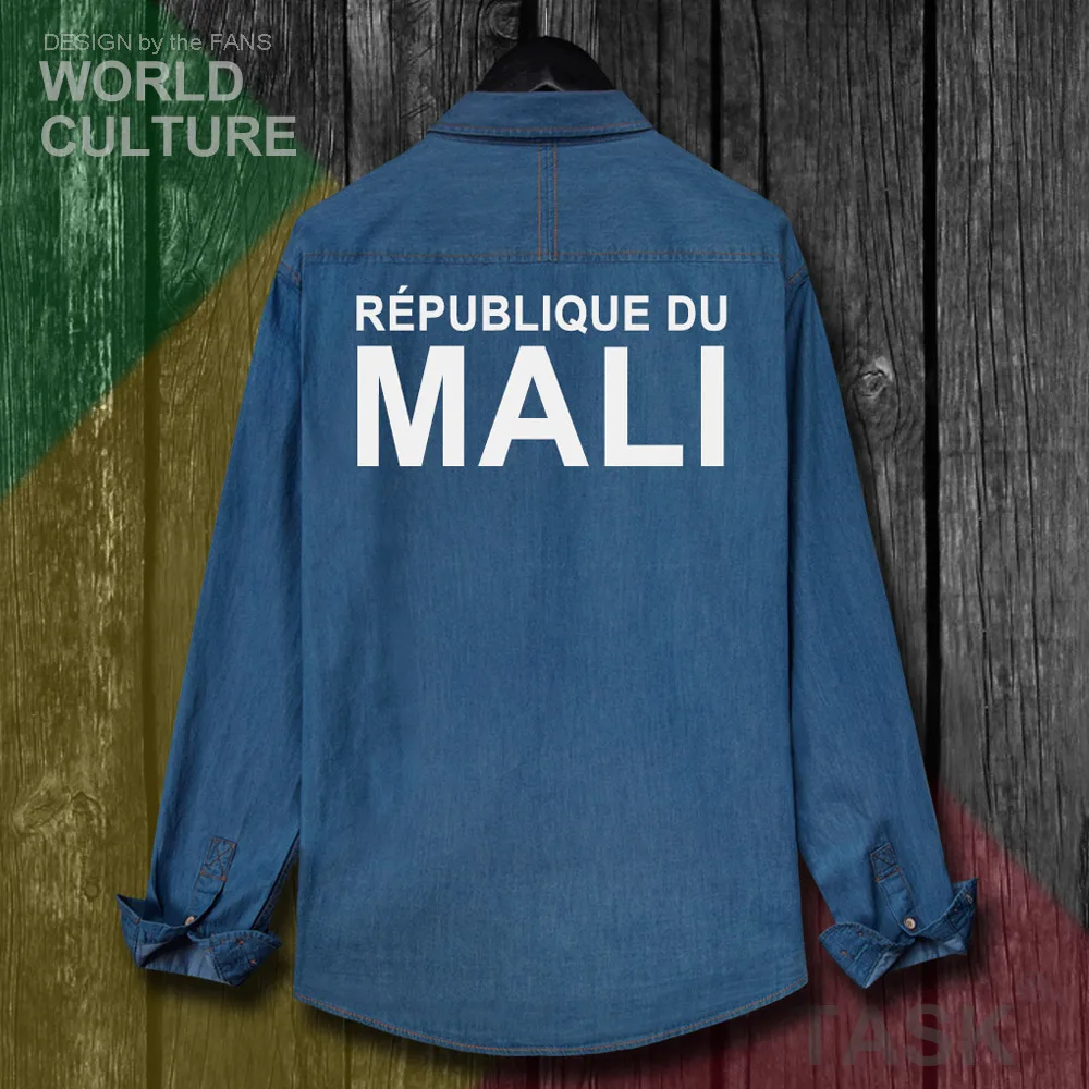 Мужская одежда MLI Malian ML хлопковая джинсовая рубашка с отложным воротником на