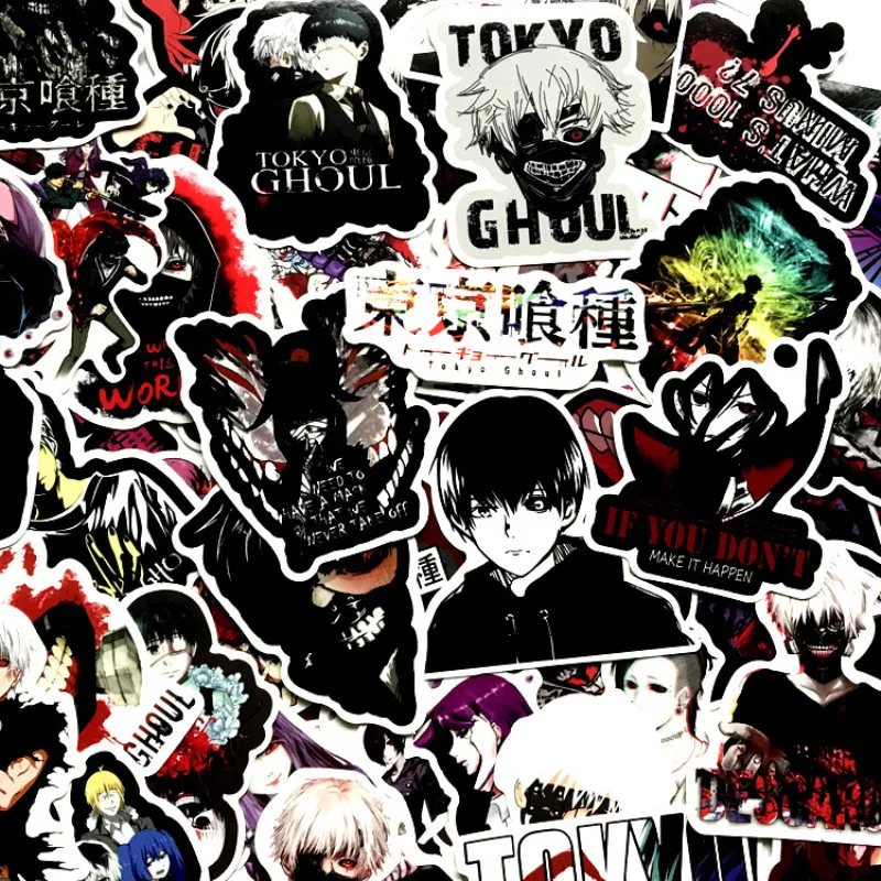 50 шт./пакет одежда с надписью «Tokyo Ghoul ужас аниме Стикеры(ы)/уп альбом чемодан скейтборд ноутбук Стикеры(ы)/уп граффити Водонепроницаемый Стикеры