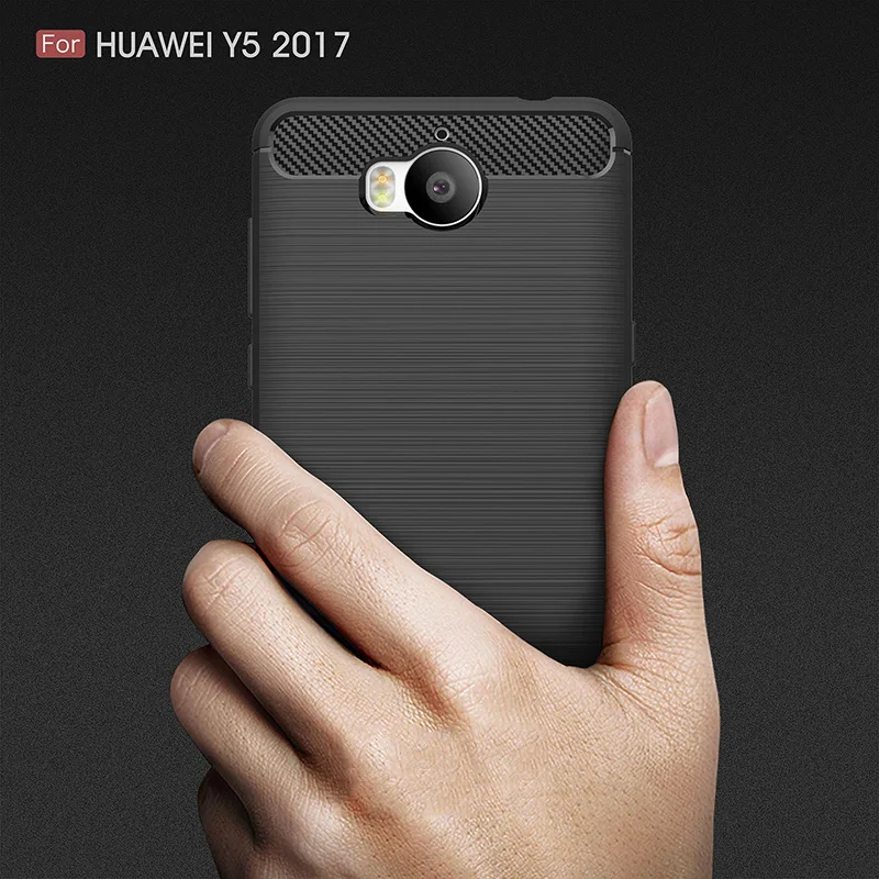 Углеродного волокна матовый Силиконовый чехол на Huawei Y5 2017 бампер случае Дело