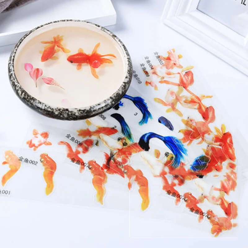 5 листов синий золотой рыбы УФ смолы стикер s FillDecorative Fit силиконовые формы DIYMicro