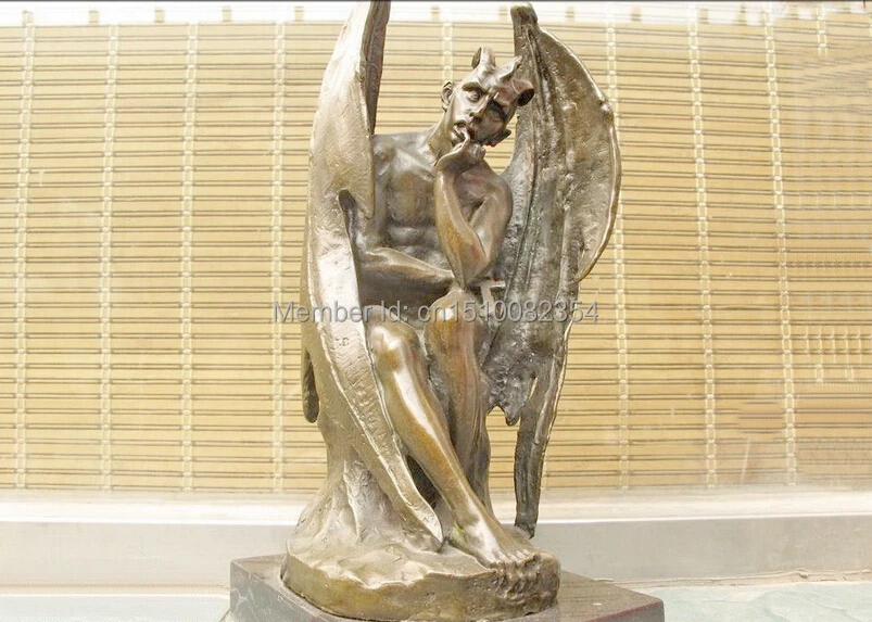 14 &quotпавший ангел крыло сатана демоны мраморная Бронзовая статуя Бэтмена | Дом и
