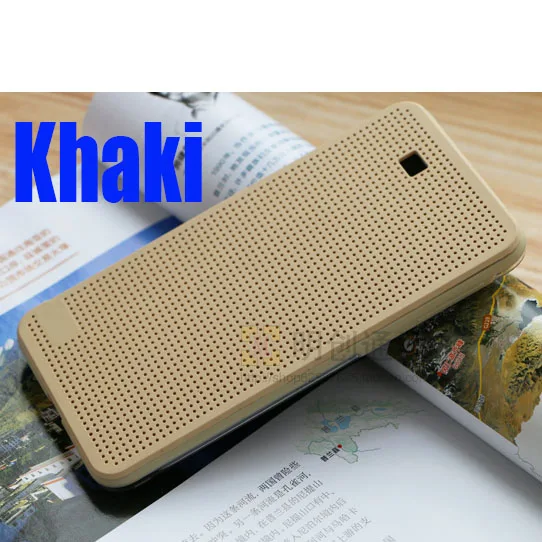 Хаки Чехол для htc One M8 M9 E9 PLUS A9 официальный смарт-чехол в горошек с функцией вызова ID TPU+ пластиковая кристальная задняя крышка с откидной крышкой HA2 - Цвет: Хаки