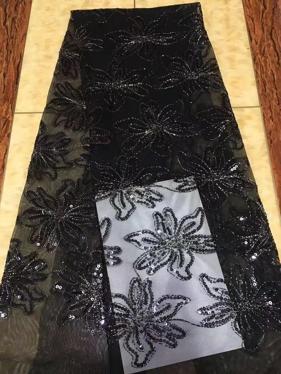 Черного цвета французский чистая Африканский Кружево Ткань высокое качество