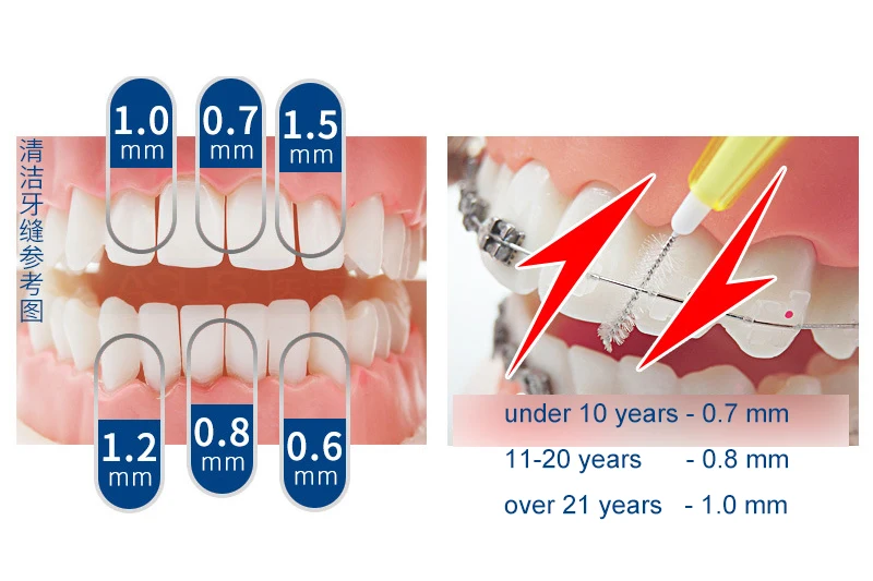 60 шт. межзубная щетка Denta Floss Очистка зубов, ортодонтическое, стоматологическое Зубное щетка-зубочистка инструмент для ухода за полостью рта