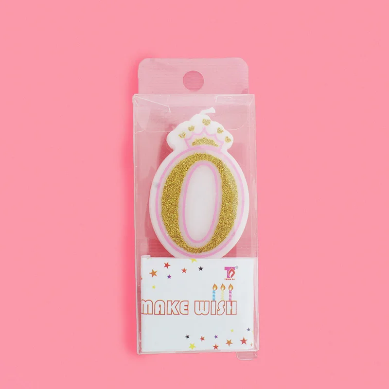 Crown Candles PK 0 1 шт., креативные розовые/синие свечи с короной для дня рождения и вечеринки, свечи с цифрами 0-9 для взрослых девочек и мальчиков, свечи для торта, кекса, Топпер, вечерние принадлежности - Цвет: Crown Candles PK 0