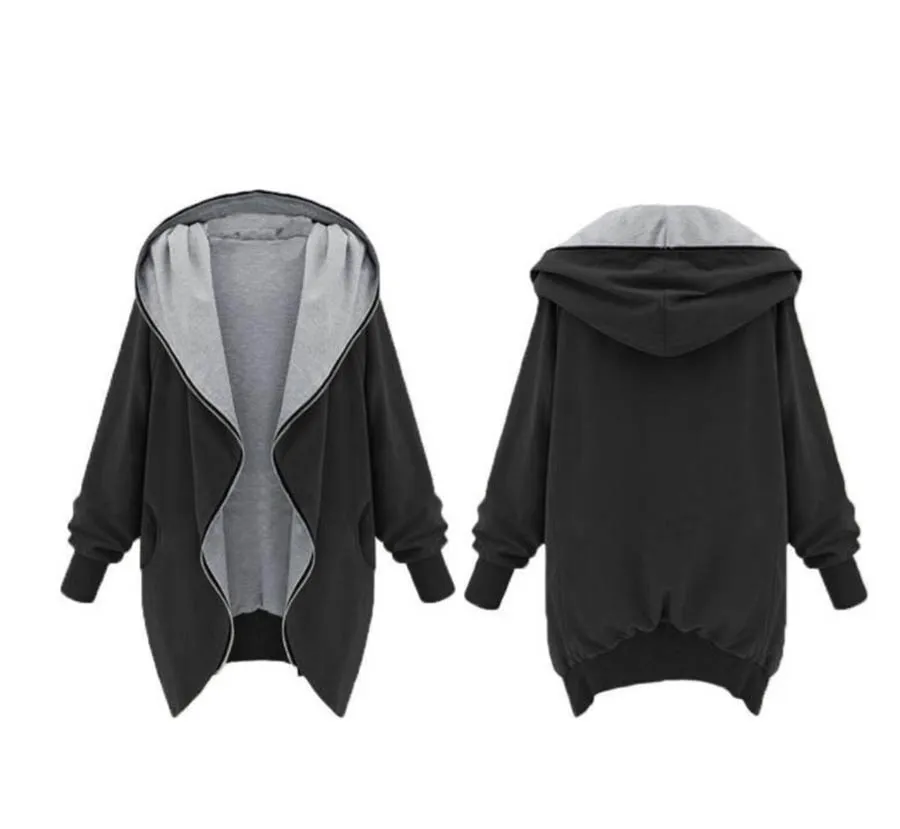 

Great Concise Hooded Women's Clothing European and American Style Solid Color Large Size Women's Hooded Sweatshirt Women