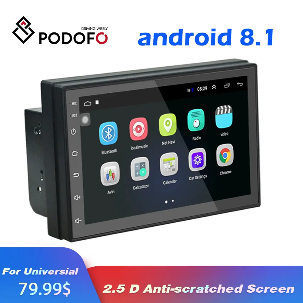 Podofo 2din android автомобильный gps Радио Универсальный аудио мультимедиа для Volkswagen Nissan Toyota hyundai авто стерео ВИДЕО DVD плеер