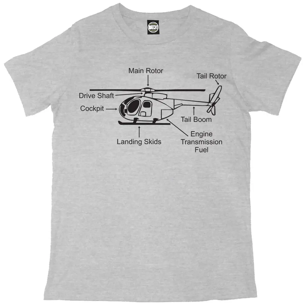 HELICOPTER DIAGRAM MENS PRINTED T-SHIRT New T Shirts Funny Tops Tee Unisex | Мужская одежда