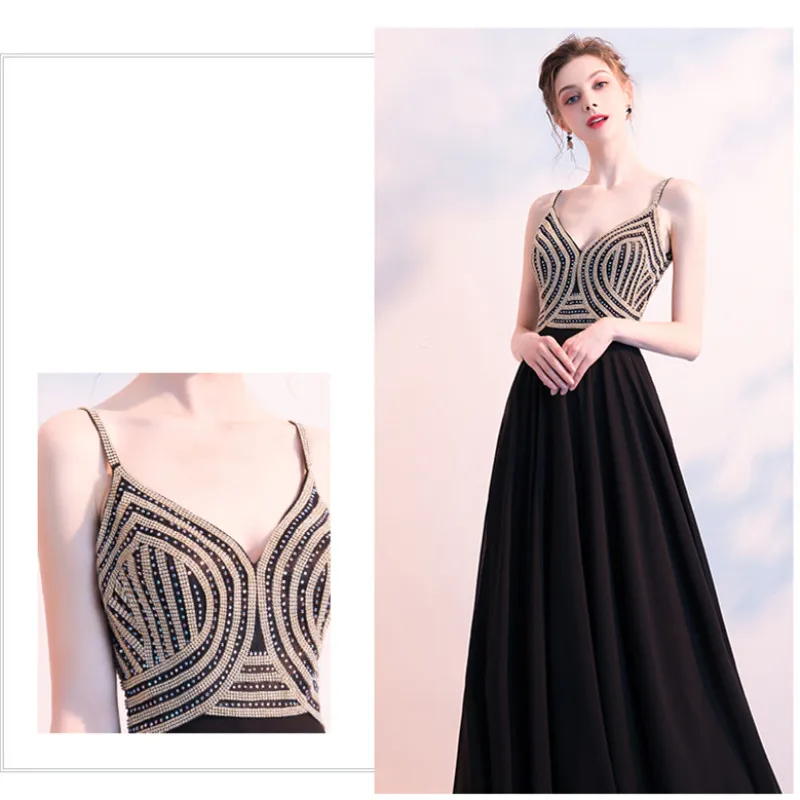 

Elegent Evening Dress 2020 Chiffon Vestido De Festa Formal Dress Vintage Beading Evening Gown Prom Dresses Robe De Soiree