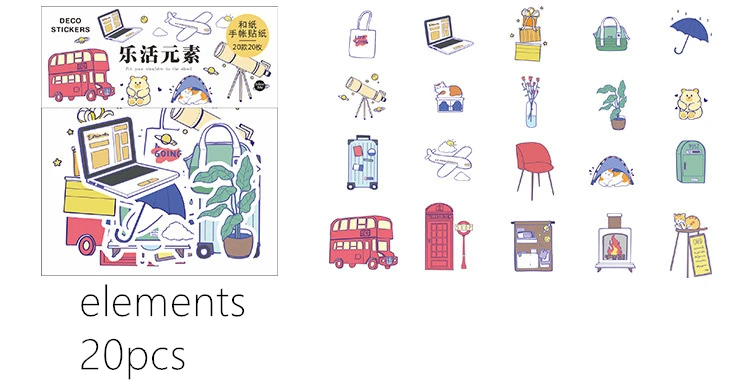 elements Красочные бумажные стикеры s простые украшения дневник DIY Kawaii Канцелярские Стикеры s милый ручной работы клей Япония Скрапбукинг Стикеры - Цвет: elements