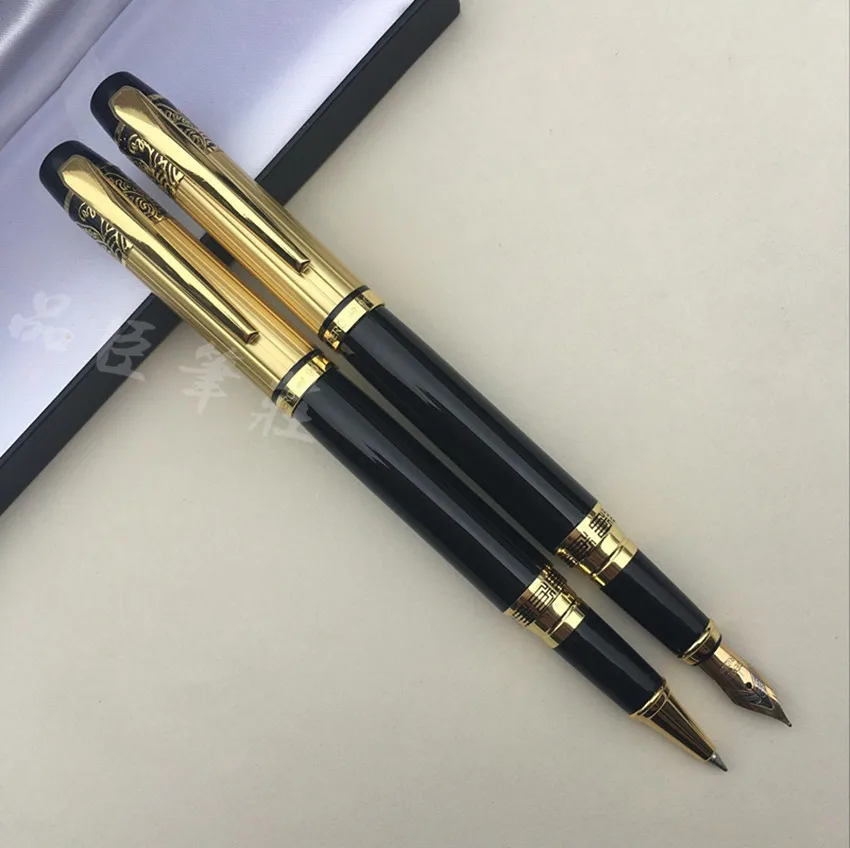 2pcs pen 2 шт цена wingsung черная и металлическая авторучка/роликовая шариковая ручка брендовые чернила для каллиграфии ручки подарок(без коробки - Цвет: 2pcs pen
