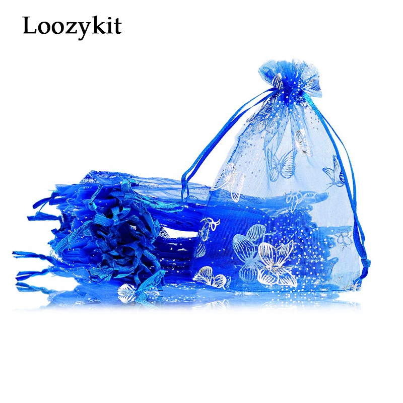 Loozykit Разноцветные сумки из органзы с бабочками подарочные в форме сердца для