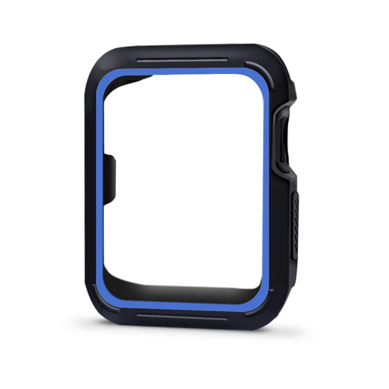 black blue TPU Cover For Apple watch Case Apple watch 5 4 44mm 40mm Silicone Protector Bumper for iWatch 3 2 1 42mm 38mm Accessories 44 40 - Цвет: black blue