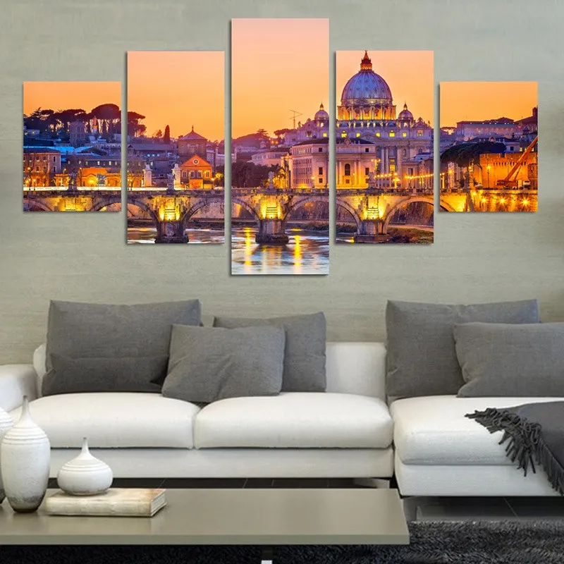 2017 Real Nordic 5 Piece Modern Chinese Flowers Paintings With Noframe Prints Pictures For Living Room Wall Home Decoracion | Дом и сад