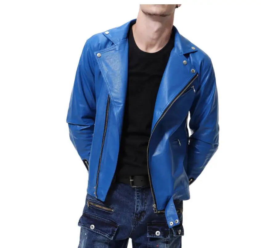 Мужская кожаная куртка в английском стиле приталенная мотоциклетная с