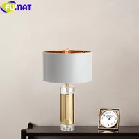 fumat table lamp modern crystal decoration bedroom bedside lamp home deco marriage fabric shade luminaria table lamps desk light