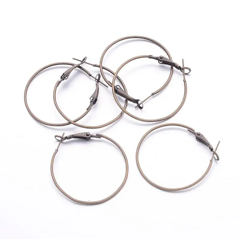 

20pcs Antique Bronze Wine Charm Ring Iron Hoop Earrings Nickel Free Jewelry Findings 35mm in diameter, 1mm thick