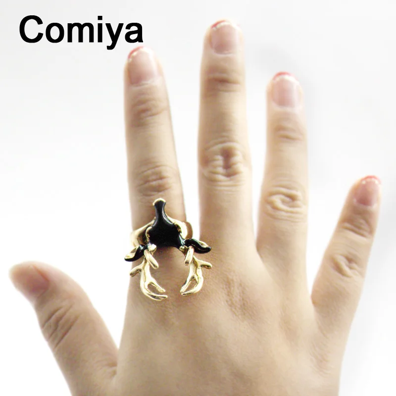 Comiya Белый Черный Олень голова эмаль Anillo Bague кольца мужские и женские унисекс