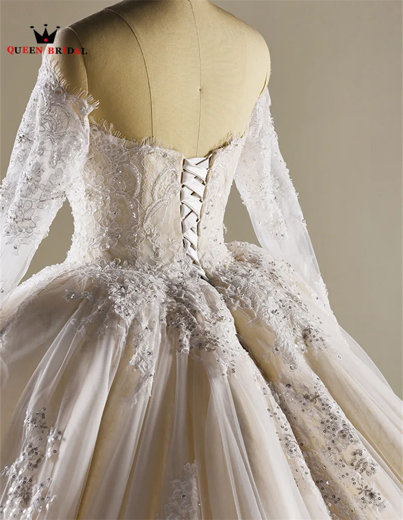 Luxury Princess Long Sleeve Fluffy Tulle Lace Beading Vintage Wedding Dresses 2021 Real Photos Wedding Gown Custom Made XH50