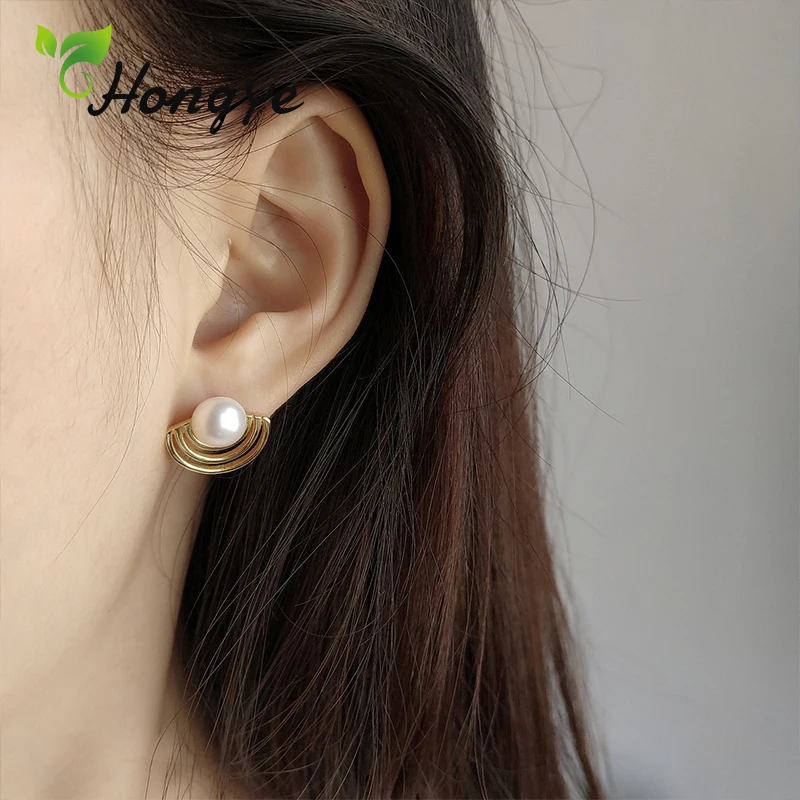 Hongye 925 пробы, серебряные серьги для женщин, полые серьги с жемчугом, серьги для ушей, милые серьги для девушек, уникальные ювелирные изделия, подарки, вечерние