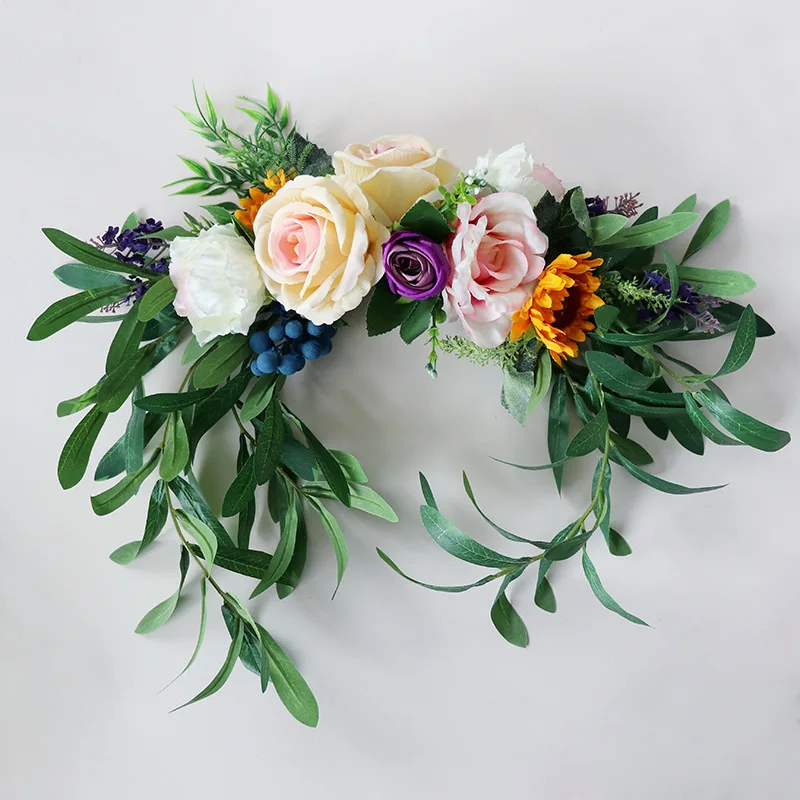 Wedding chair back flower decoration European small fresh foreign trade quality goods simulation rose church wedding celebration | Дом и сад