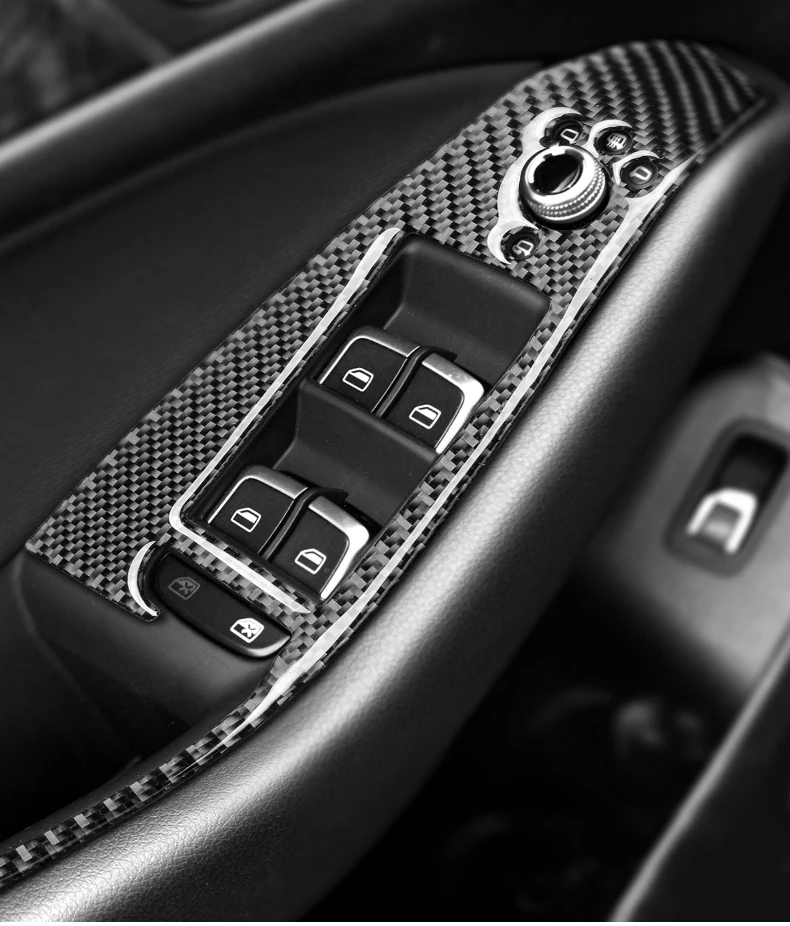 Для Audi Q5(2010-) SQ5(2013-) наклейки из углеродного волокна для салона автомобиля Панель управления окном чехлы автомобильные аксессуары