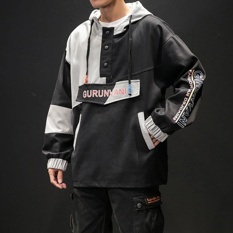 

Fashion Print Patchwork Mens Jacket Pullover Hooded Mens Jackets And Coats 2020 Spring Casual Loose Bomber Jacket Men M-5XL