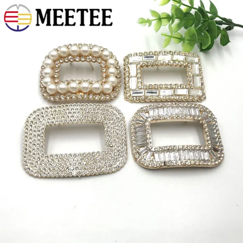 Meetee 1 пара(2 шт.) металлические кристаллы декоративные туфли пряжки стразы головной убор клип DIY ручная сумка с лентой аксессуары