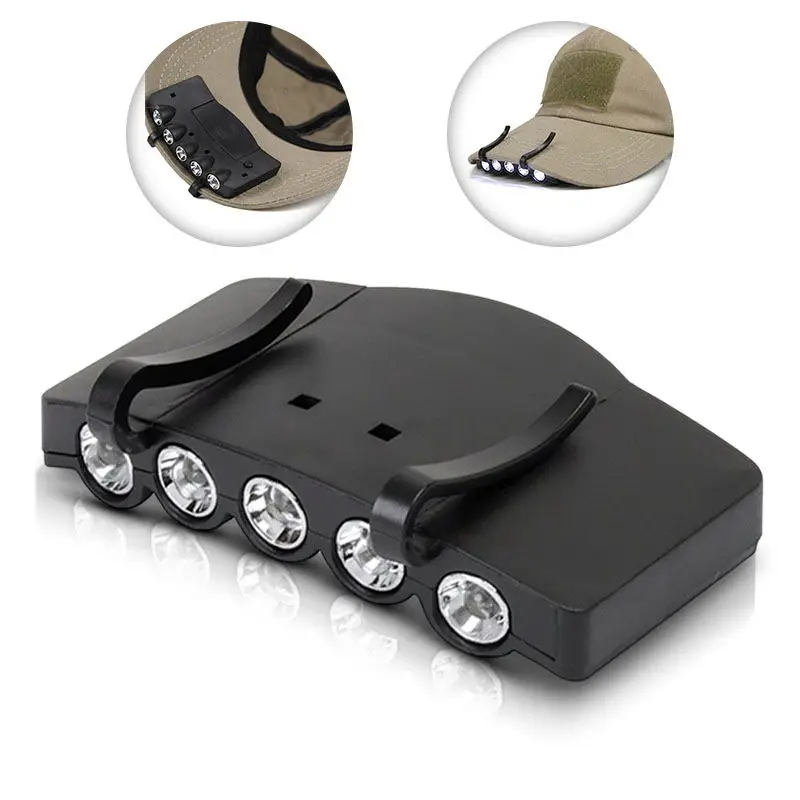 5 LED Hat Brim Lights with Two Lighting Modes White Lamp Hunting Sports Hiking Camping Cap Light Night Fishing Outdoor Lighting|light night|light