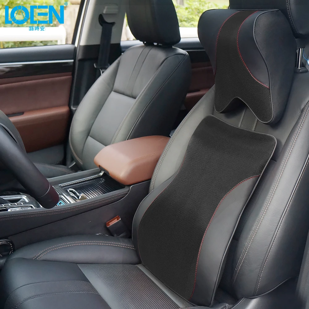 

LOEN 1Set Memory cotton Car Seat Lumbar Support Chair Back Massage Neck Pillow Headrest Waist Cushion Pad Car Styling