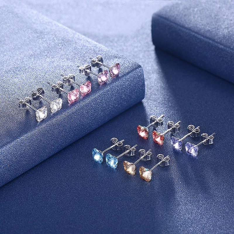 Серьги гвоздики с кристаллами SWAROVSKI серебро 925 пробы|Серьги-гвоздики| |
