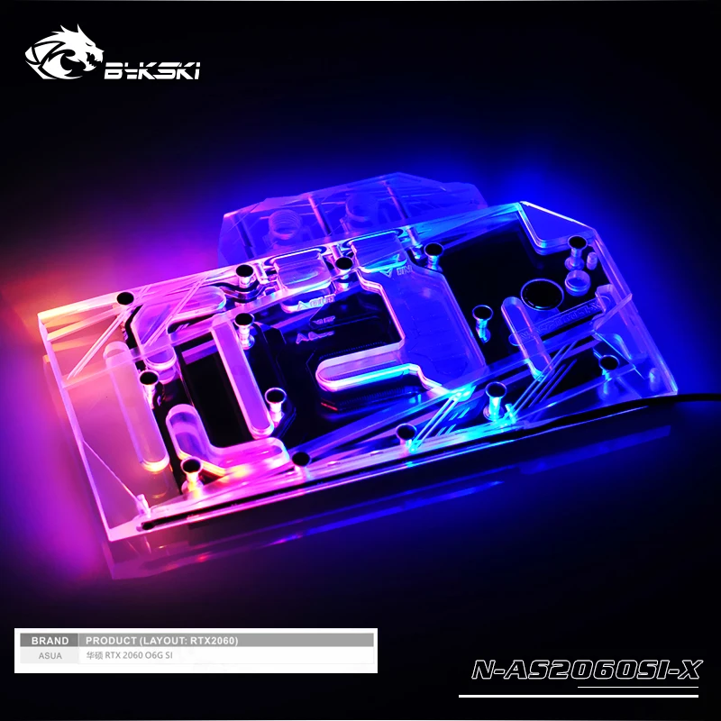 Bykski GPU кулер для ASUS RTX 2060 O6G SI VGA блок водяного охлаждения 5 в 3pin/12 В 4pin Поддержка