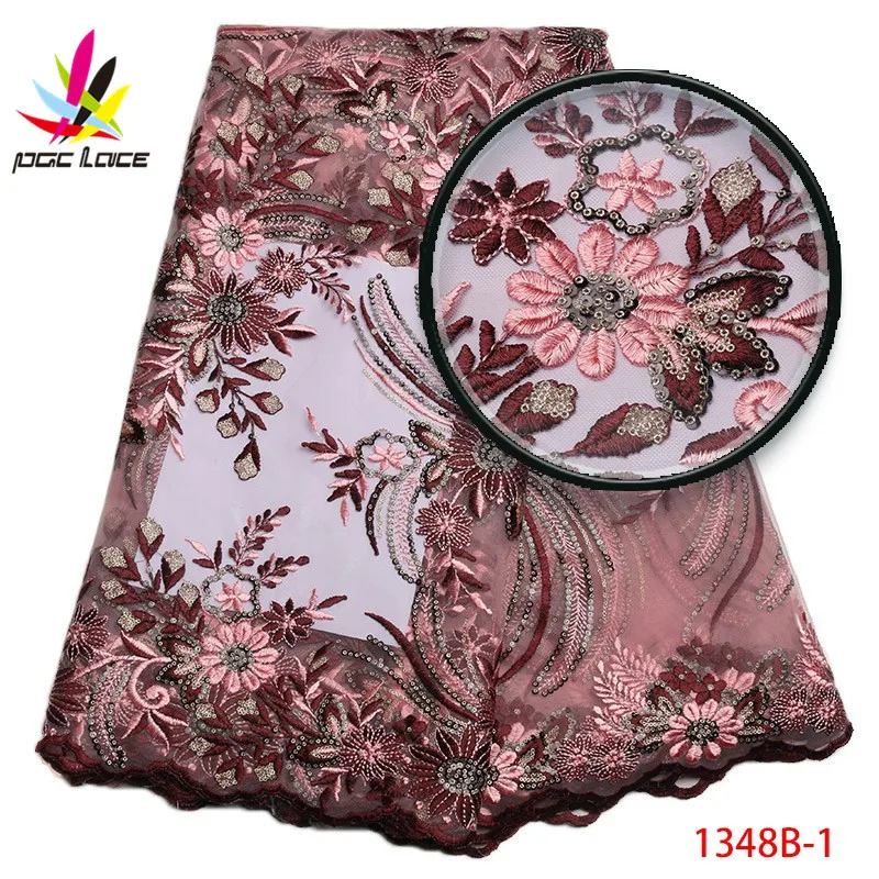 2018 High Quality Colorful Lace Flower African Voile For Wedding Pretty French Tulle Fabric 5YARDS AMY1348B-1 | Дом и сад