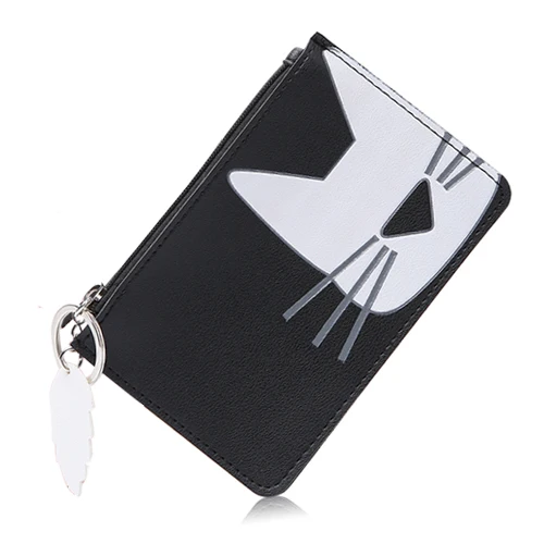 cat black APP BLOG брендовый вязаный женский кожаный маленький мини-кошелек с отделением для монет на молнии дорожная мини-сумка клатч сумочка Carteira Feminina - Цвет: cat black