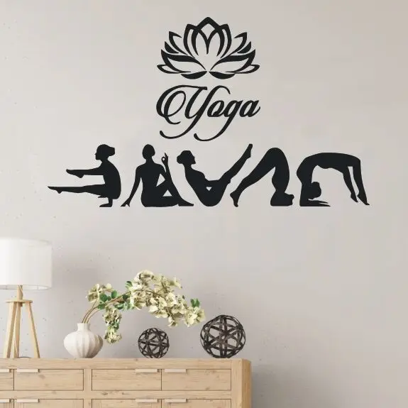 

Виниловая наклейка, съемная Настенная Наклейка для йоги, декор для йоги, студийный декор, лотос, индуизм, Настенная роспись, творческая Йога,...
