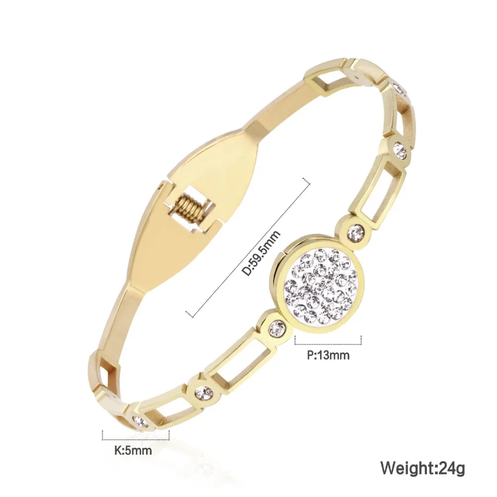 Роскошные золотые браслеты-манжеты mujer pulseras из нержавеющей стали круглые