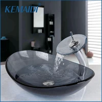 kemaidi oval washroom basin vessel vanity sink bathroom mixer basin washbasin brass faucet set w drain