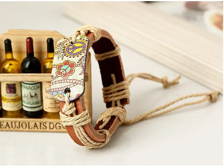 Новый мужской браслет унисекс цветной термопресс символ мира шарм Браслет