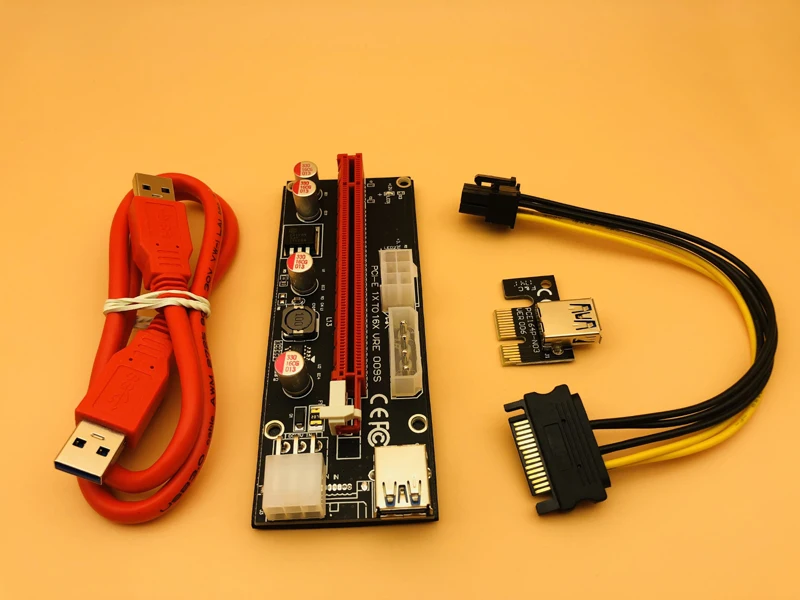 10 шт. Новый PCI E 009S Molex 6pin PCIE 1x к 16X Экспресс адаптер питания SATA USB 3 0 кабель