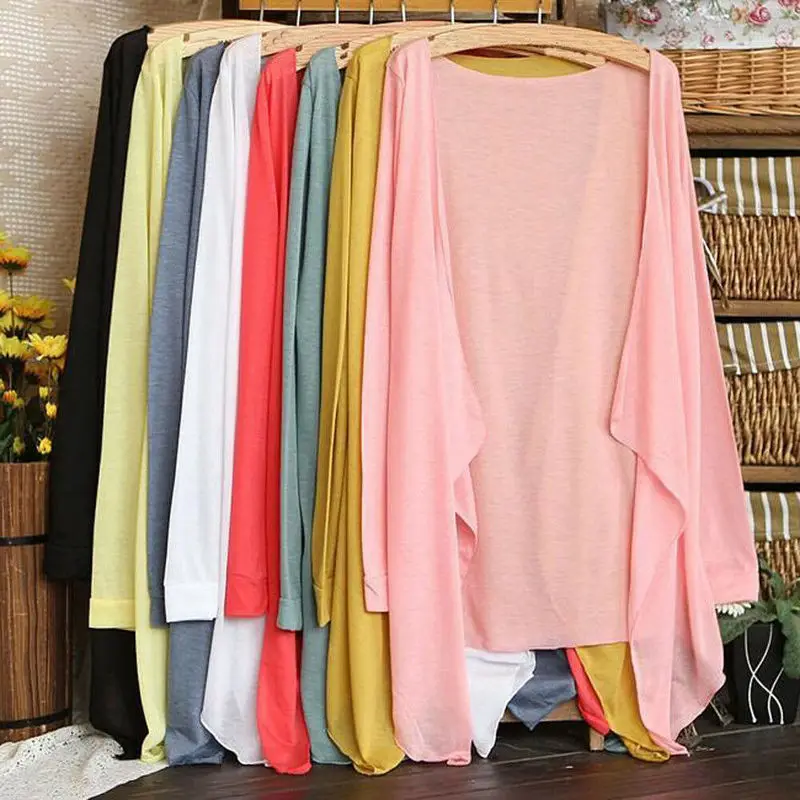

Summer Women Thin Cardigan Long Sleeve Open Front Sun Protection Clothing Tops