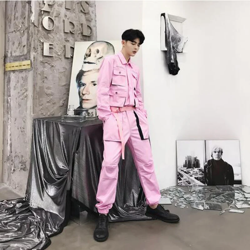 Модные комбинезоны с несколькими карманами для мужчин рабочие длинные брюки