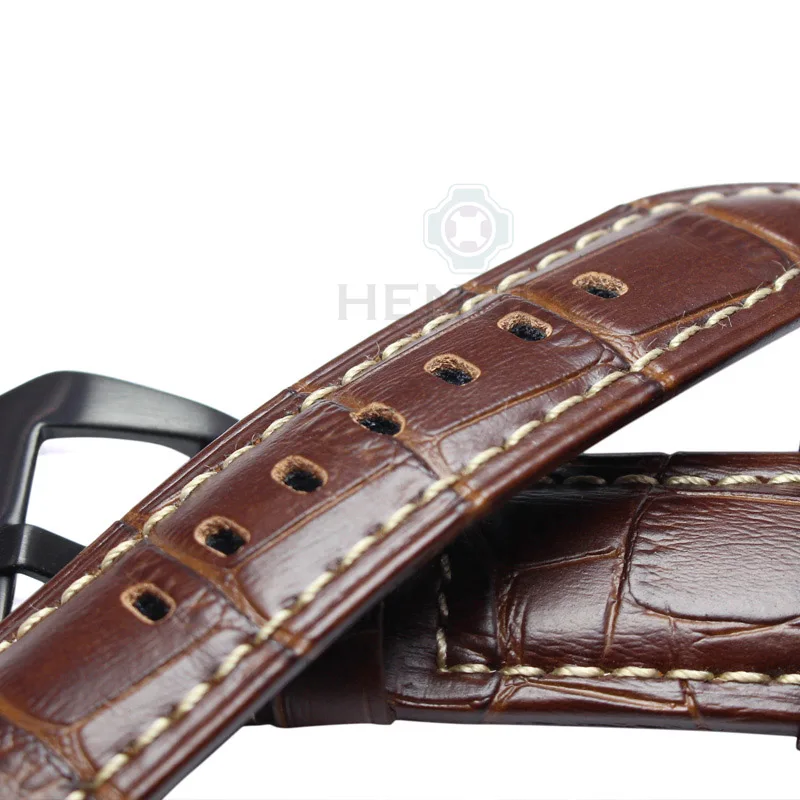 Handmade Retro Genuine Leather Watchbands For Panerai 22mm 24mm Men Watch Band Strap Metal Buckle Accessories Wrist Band