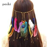 european and american bohemian peacock feather hair band ladies fashion national wind head hair accessories