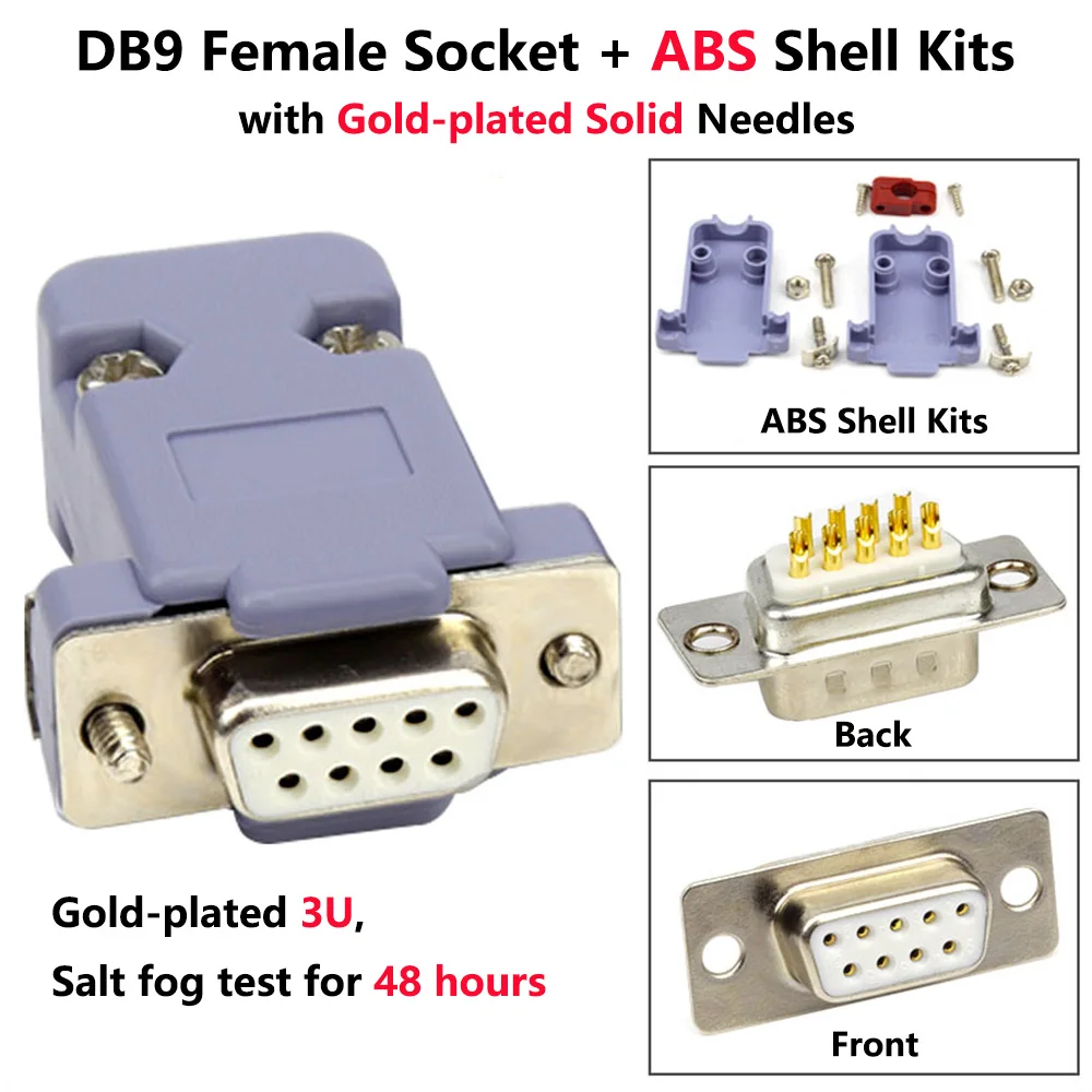 DB9 гнездо ABS оболочки комплект с позолоченными иглы RS232 9 контактный