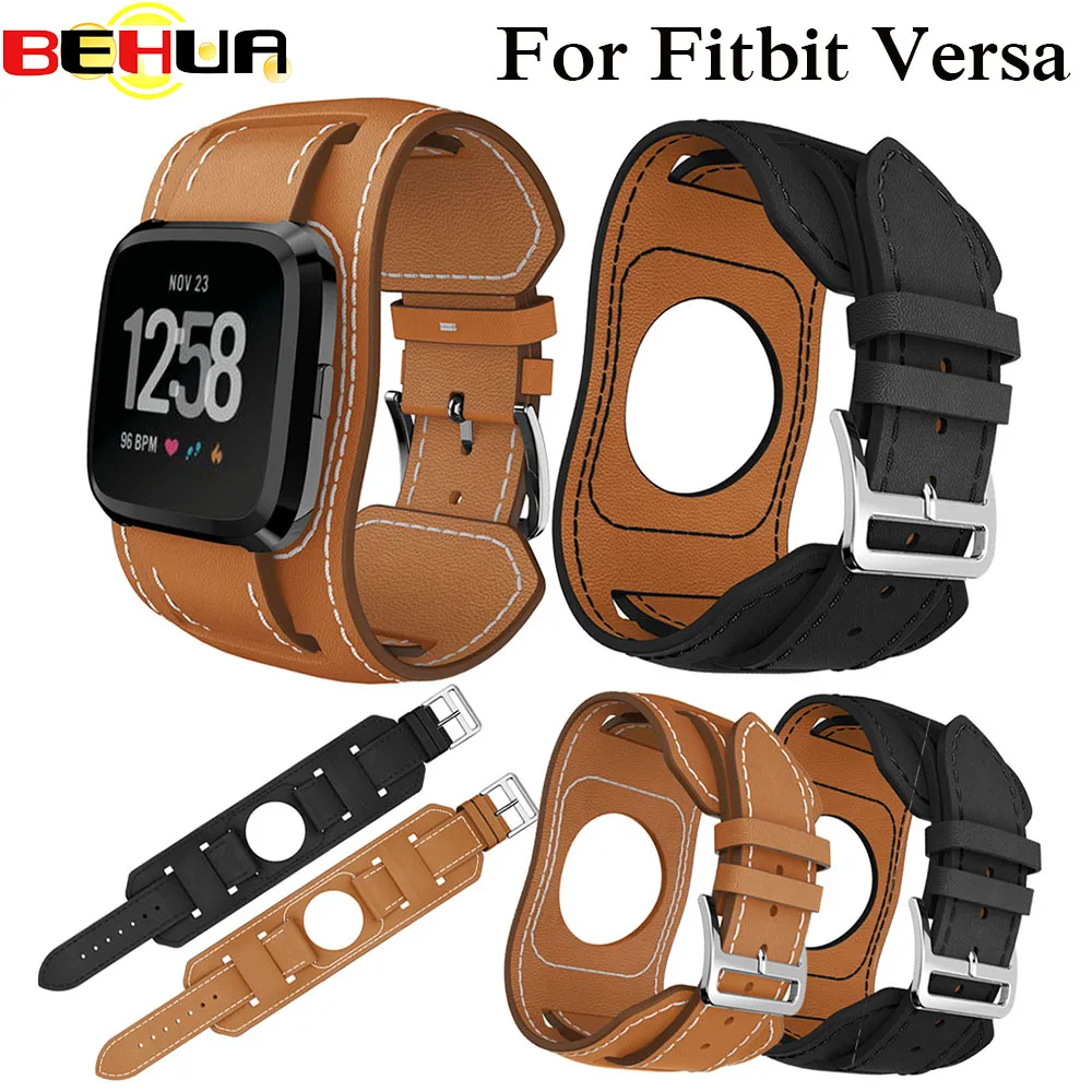 Ремешок из натуральной кожи для Fitbit Versa спортивные часы Браслет Смарт-часы на