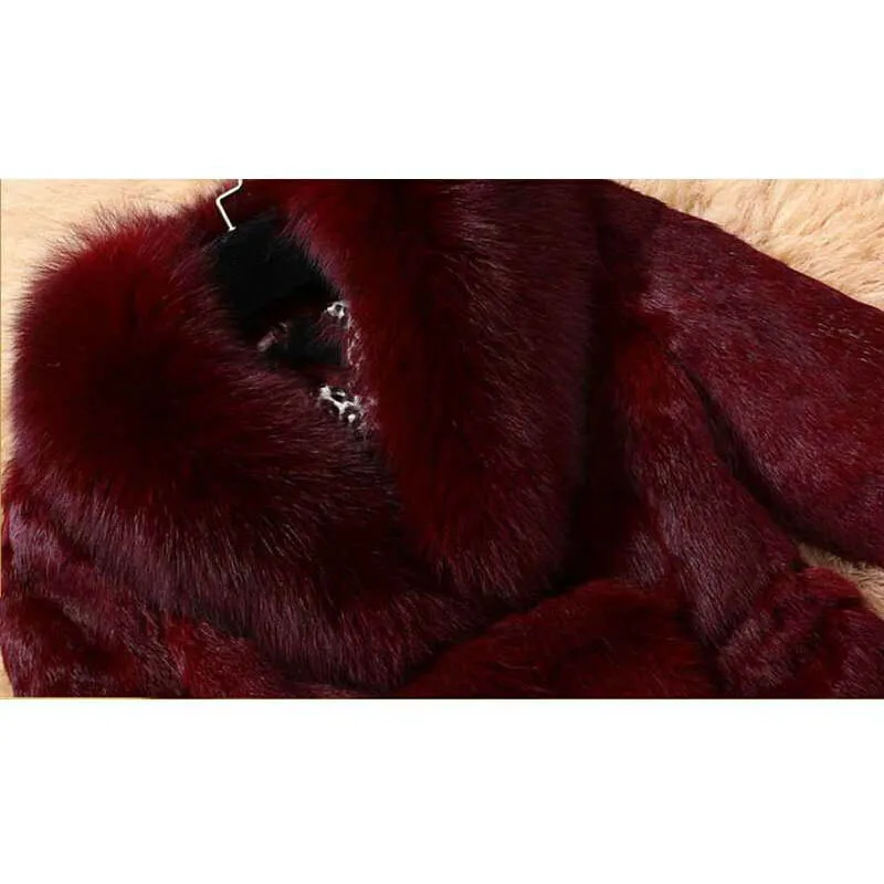 Женское длинное пальто из искусственного меха толстое теплое с воротником