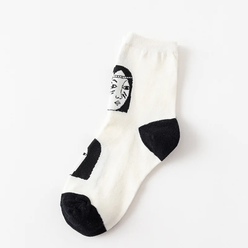2018 Модные женские черно-белые кавайные японские корейские носки полосатые